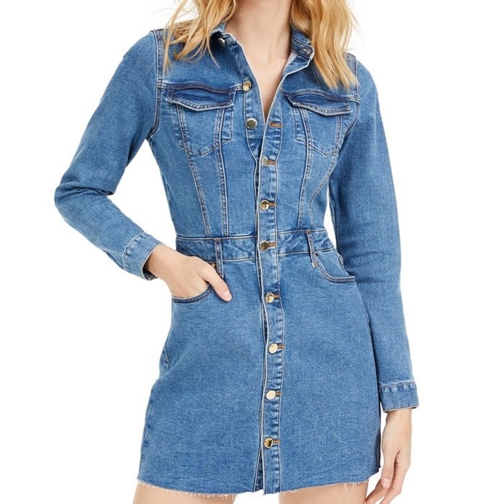 Long-Sleeve Fitted Guess Denim Dress